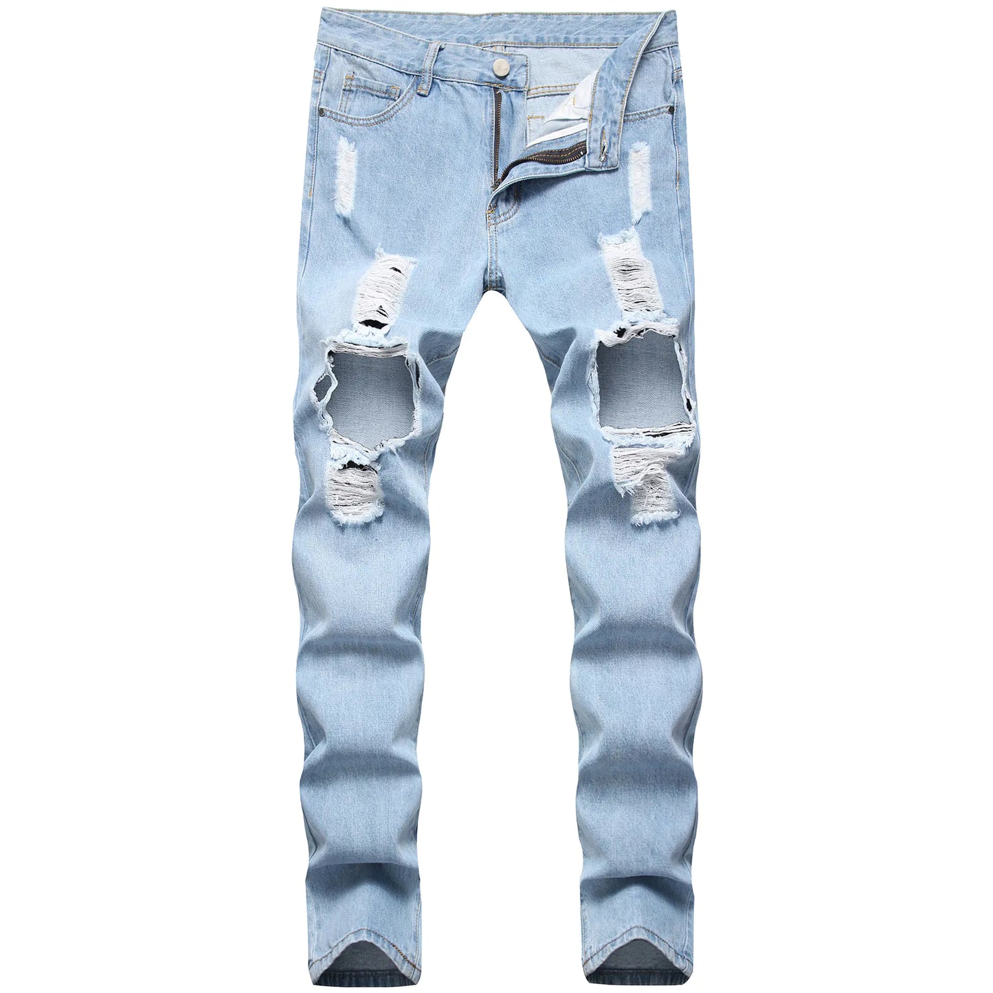 Chic Light Blue Men's Ripped Jeans