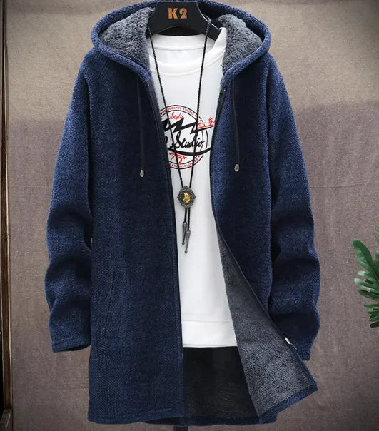 Men's Hooded Fleece Cardigan Coat