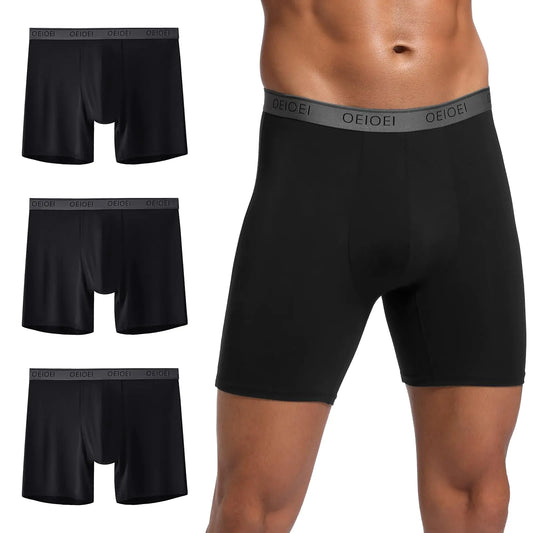 ModalBreath Mens Boxer Briefs 3-Pack (Black, Medium)