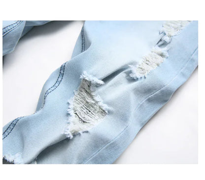 Chic Light Blue Men's Ripped Jeans