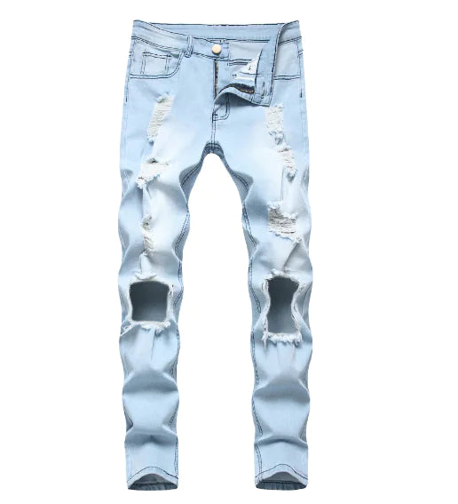Chic Light Blue Men's Ripped Jeans
