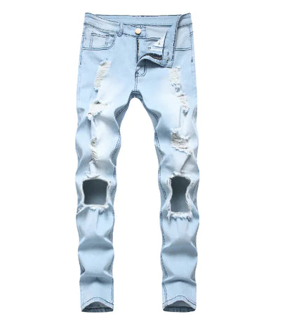 Chic Light Blue Men's Ripped Jeans