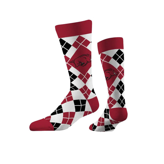 Arkansas Razorbacks Argyle Crew Socks M/L
