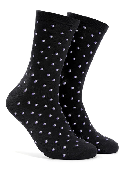 Forony Mens Dress Socks Purple Polka Dots Dress Socks Cotton Polka Dots Socks Purple Socks for Men Crew