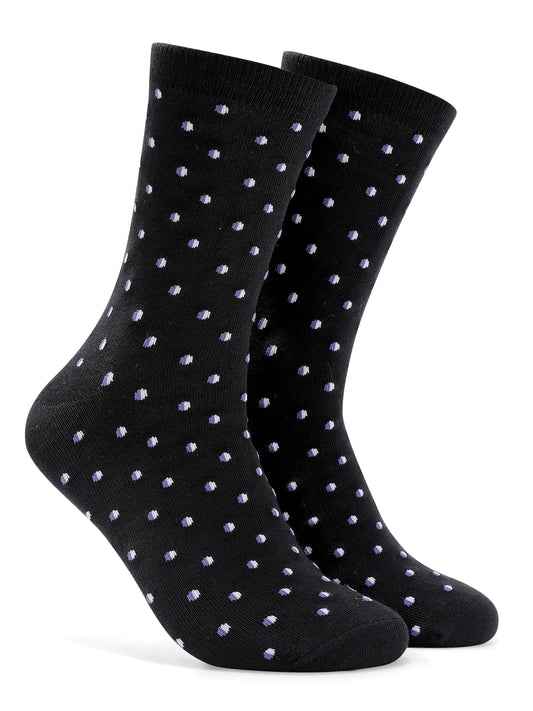 Forony Mens Dress Socks Purple Polka Dots Dress Socks Cotton Polka Dots Socks Purple Socks for Men Crew
