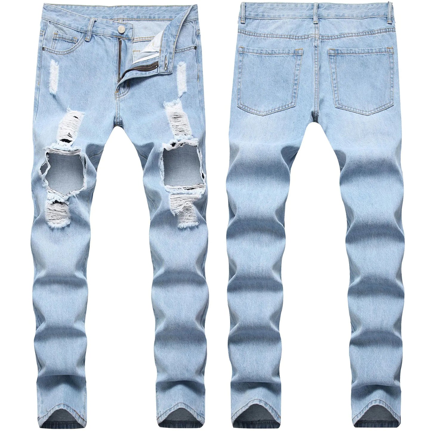 Chic Light Blue Men's Ripped Jeans