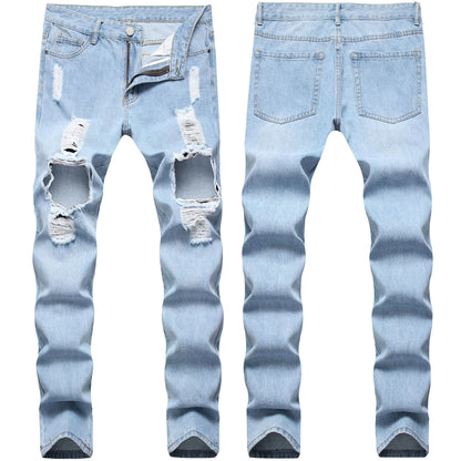 Chic Light Blue Men's Ripped Jeans