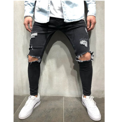 Chic Light Blue Men's Ripped Jeans