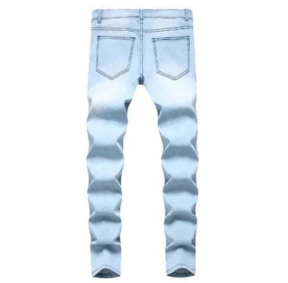 Chic Light Blue Men's Ripped Jeans