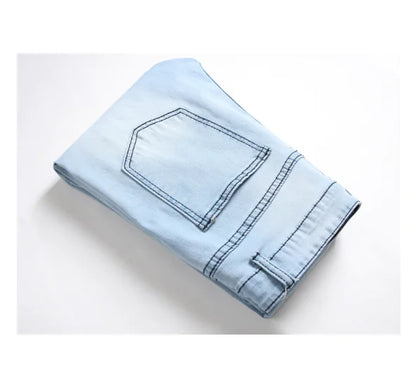 Chic Light Blue Men's Ripped Jeans