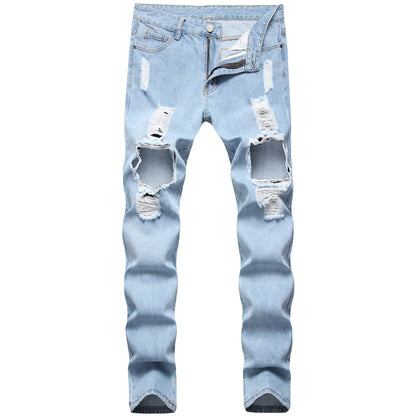 Chic Light Blue Men's Ripped Jeans
